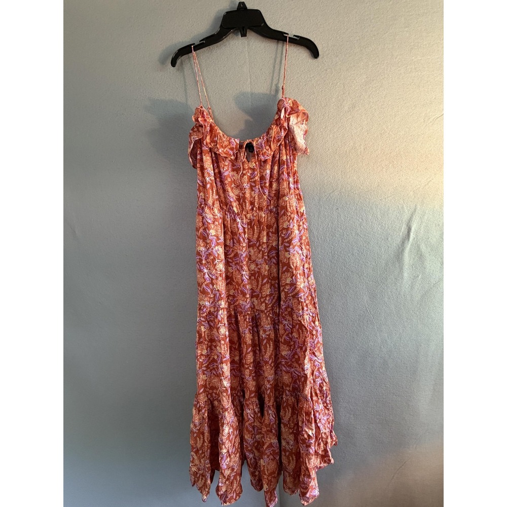 J. Crew Dress Womens S Orange Floral‎ Ruffle Maxi Sundress Reimagined Boho